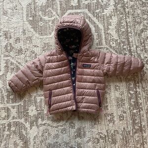 Patagonia Baby Hi-loft Down Sweater Hoody, 12-18 Mo, reversible.